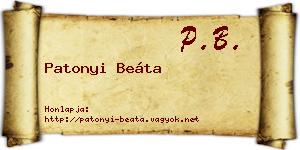 Patonyi Beáta névjegykártya