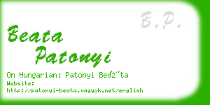 beata patonyi business card